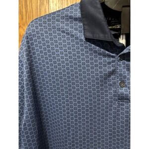 Mizzen + Main Golf Polo Mens 2X Blue Geometric Print Performance Stretch Wicking